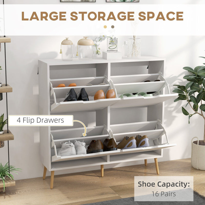 HOMCOM White Shoe Storage Cabinet