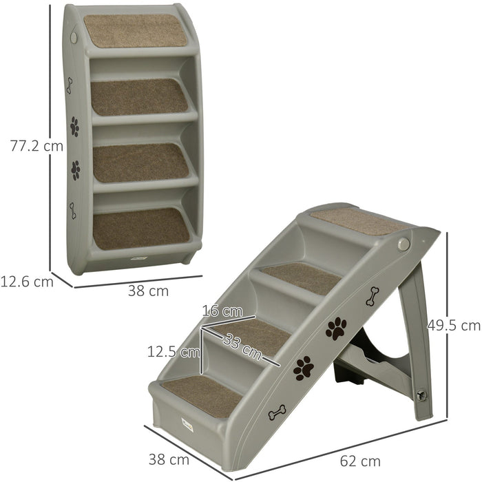 Grey 4-Step Pet Stairs (62x38x49.5cm)