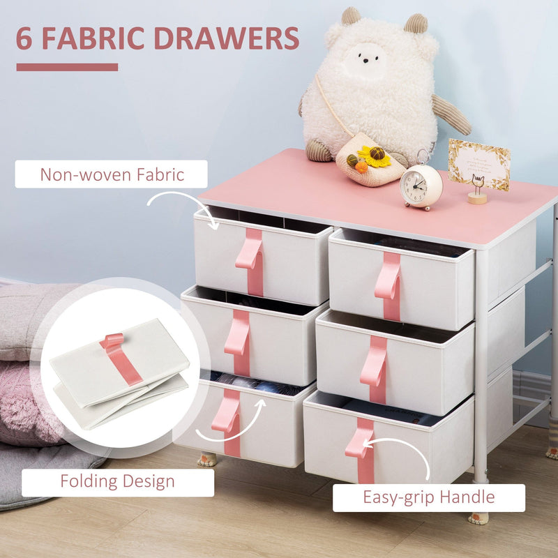 6 Drawer Chest With Pink Handles