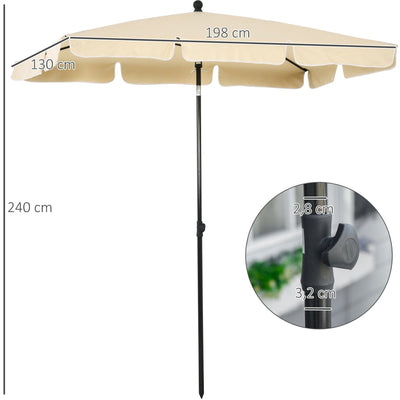 Rectangular Garden Parasol, Aluminium Frame Outsunny