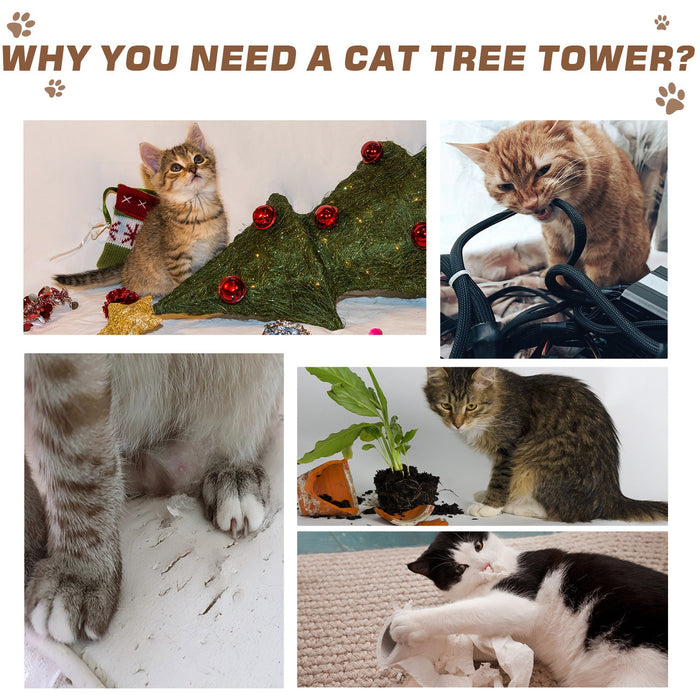 91cm Cat Tree, Sisal Post, Play Tower, Perch, Lamb Cashmere