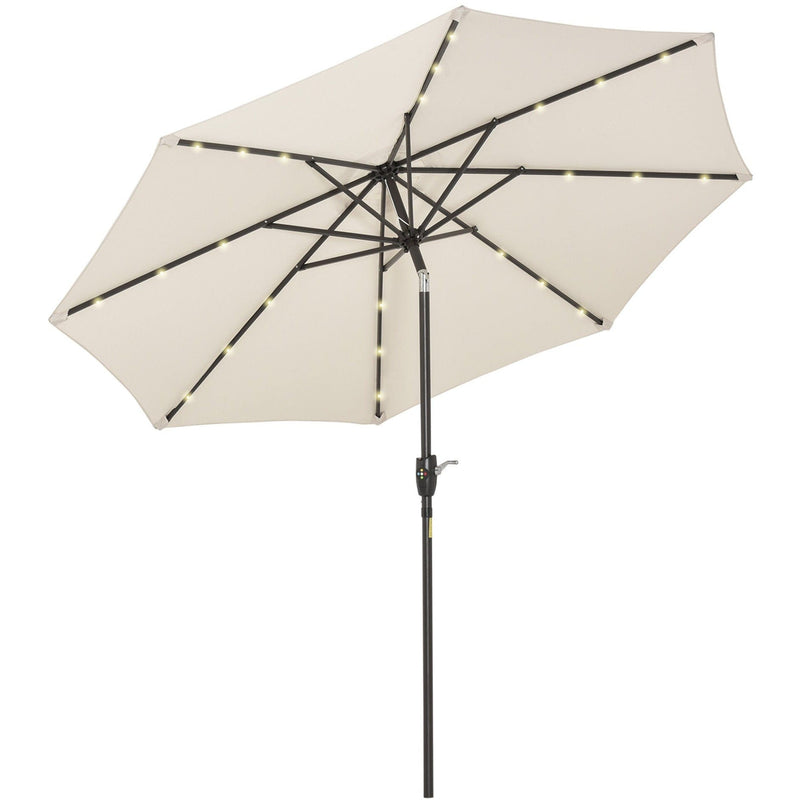 2.7m Garden Umbrella With Lights, Tilt, Crank