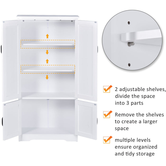 White Floor Storage Cabinet w/ Adjustable Shelves