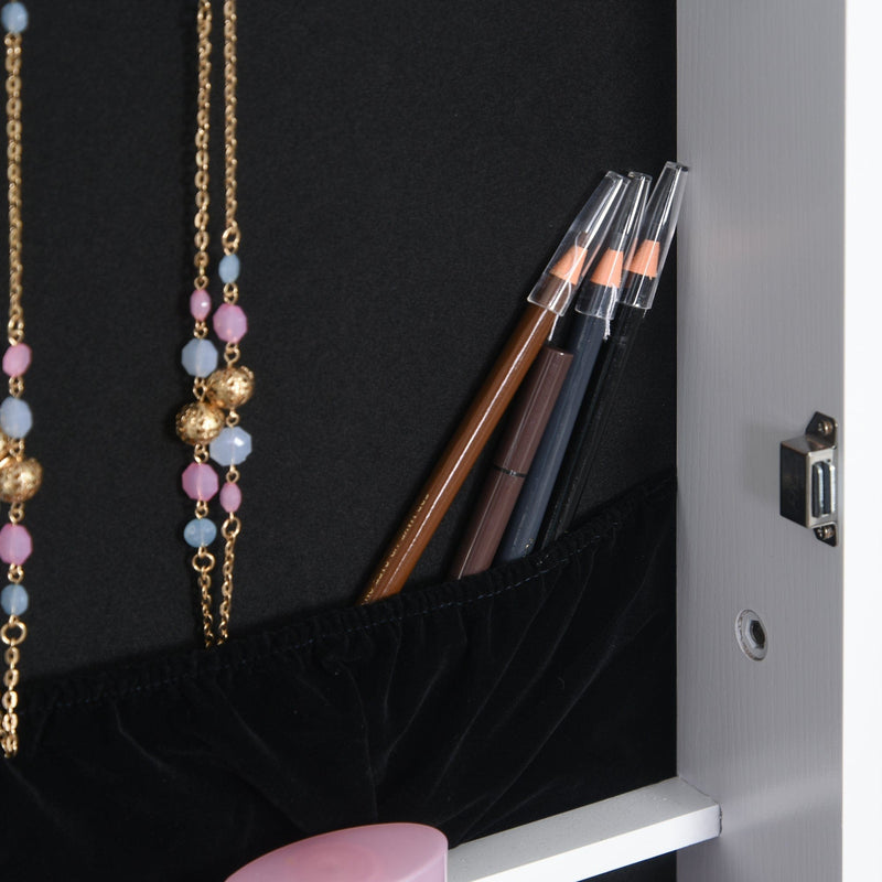 Jewellery Cabinet, Full-Length Mirror, Lockable, White