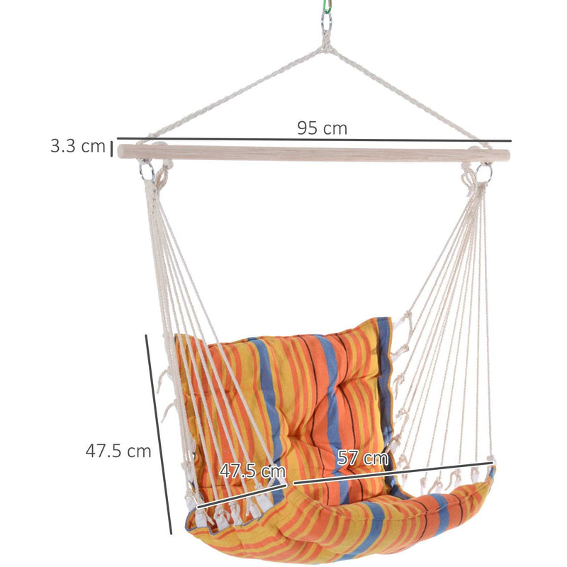 Outdoor Cushioned Hammock Chair, Wooden, Cotton Cloth