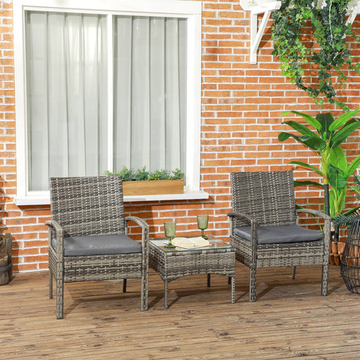 3 Piece Patio Bistro Set, Mixed Grey 