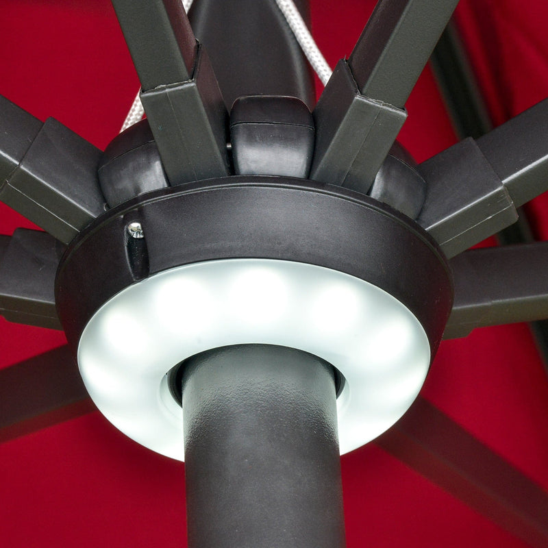 2.7m Garden Parasol With Lights, Tilt, Crank, Summer Shade