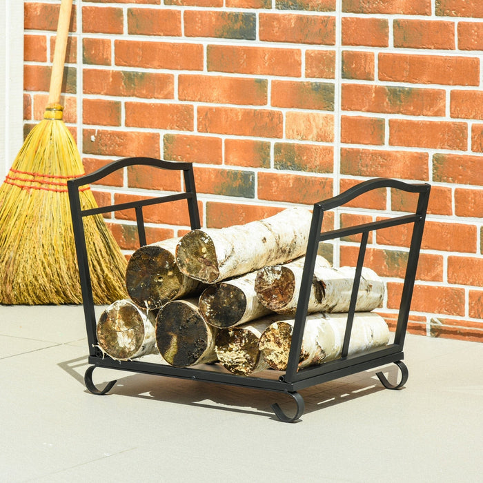 Log Rack For Fireplace, Scrolls, 48x34x37cm, Black