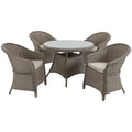 4 Seater Rattan Dining Set, 4 Chairs & Round Table - Grey Outsunny