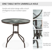 4 Seater Garden Dining Set with Parasol, Grey Outsunny