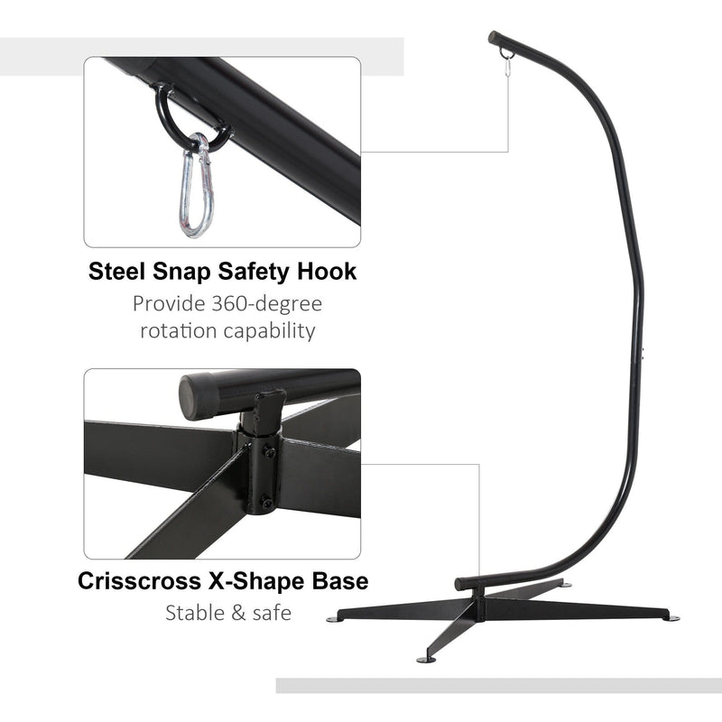 Outsunny Hanging Hammock Stand Hammock Chair Stand C Stand Steel Heavy Duty Stand for Air Porch Swing Chair Indoor Outdoor (Only Construction) Outsunny