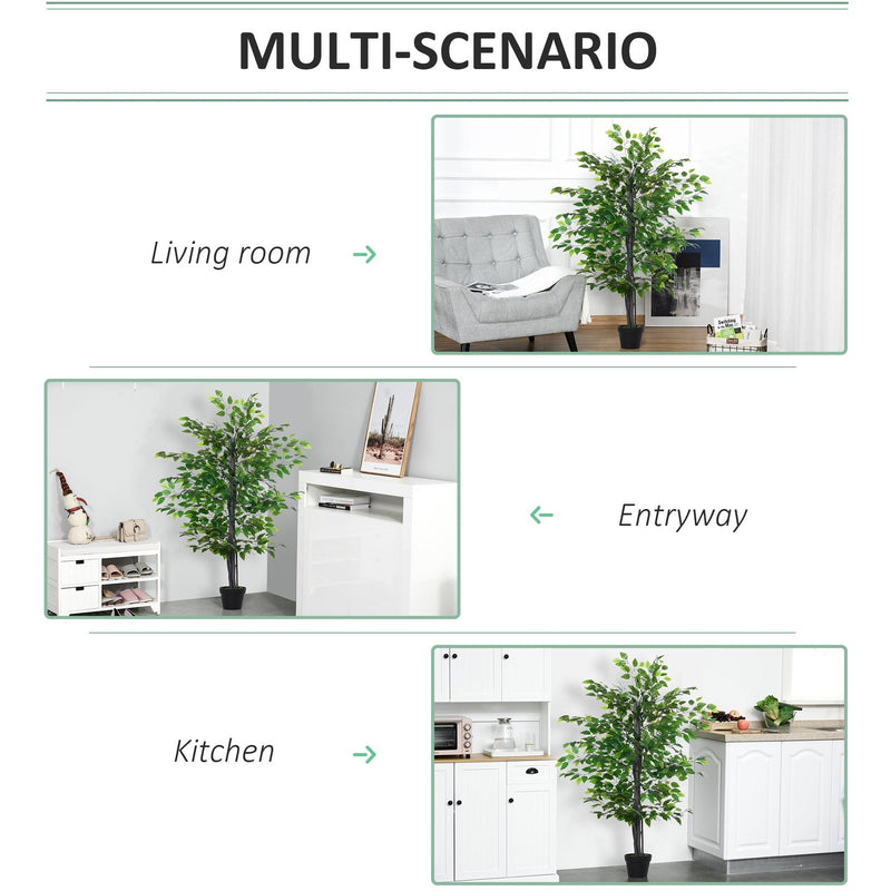 145cm Artificial Banyan Plant, Cement Pot, Indoor/Outdoor