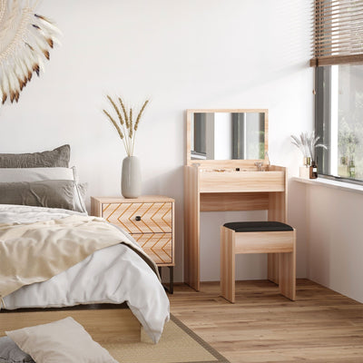 Dressing Table With Flip up Mirror and Stool Homcom
