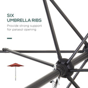 2m Outdoor Patio Parasol - Sun Shade, 6 Ribs Outsunny