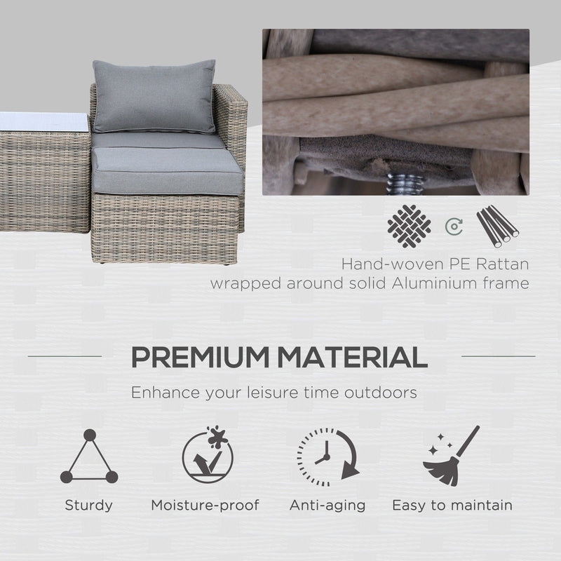 2 Seater Rattan Garden Furniture Set, Grey