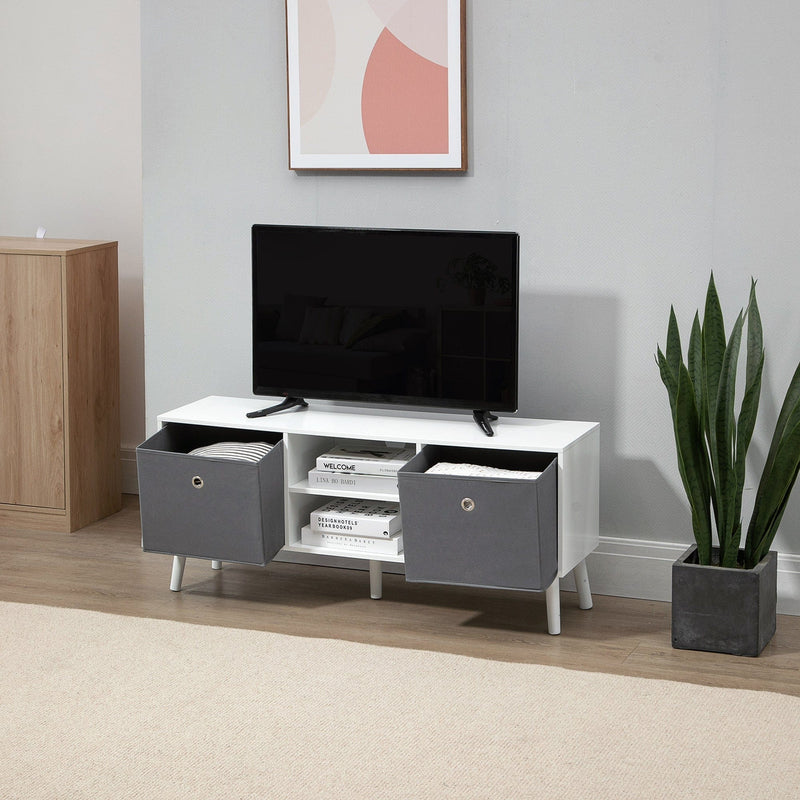 TV Stand for 50" TVs, Foldable Drawers, Modern Unit