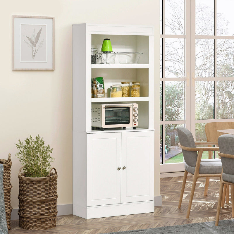 White Kitchen Cupboard with Shelves and Double Door