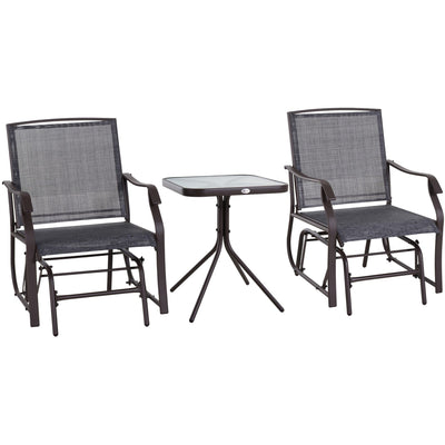 Glider Chair and Table Set, 2 Seater Outsunny
