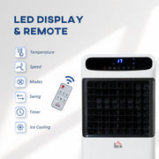 HOMCOM 32" Mobile Air Cooler, Evaporative Anion Ice Cooling Fan Water Conditioner Humidifier Unit w/3 Modes, Remote Controller, Timer for Home Bedroom Homcom