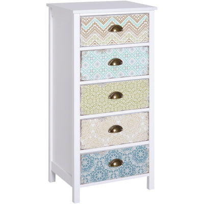 White 5 Drawer Storage Chest Unit Homcom