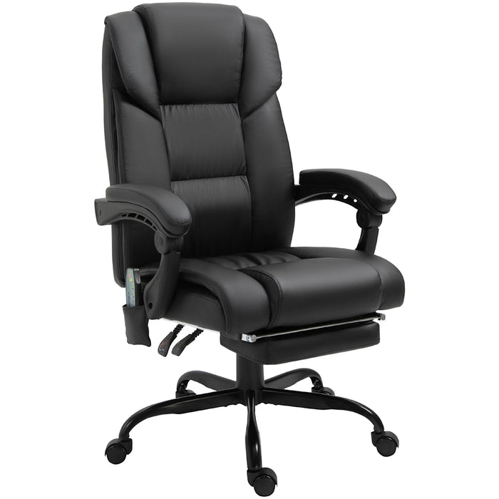 6-Point PU Leather Massage Chair Black