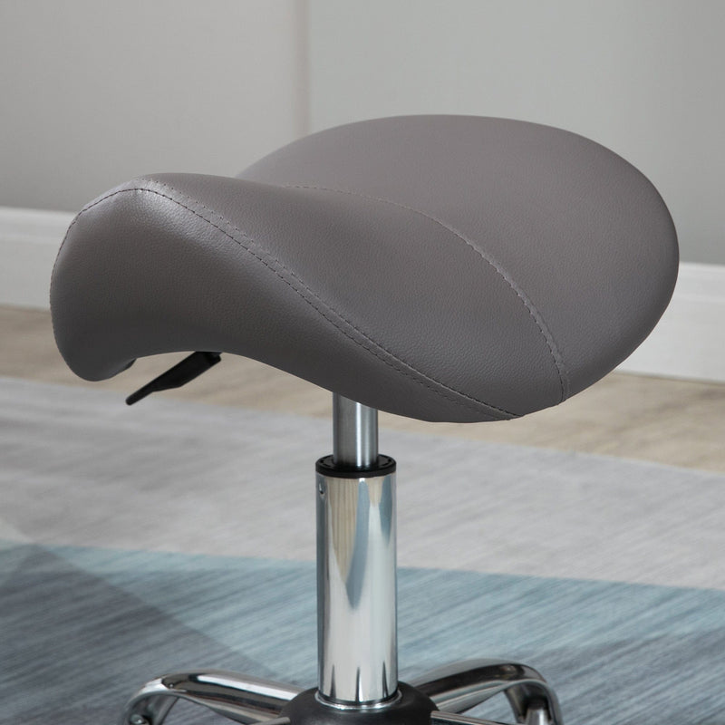 Grey Cosmetic Salon Stool With Wheels