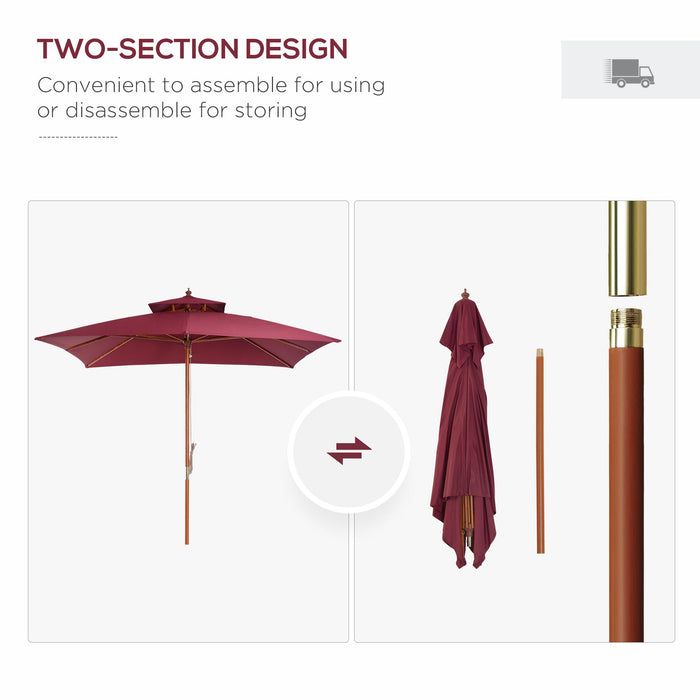 3m Patio Parasol Umbrella, Wine Red