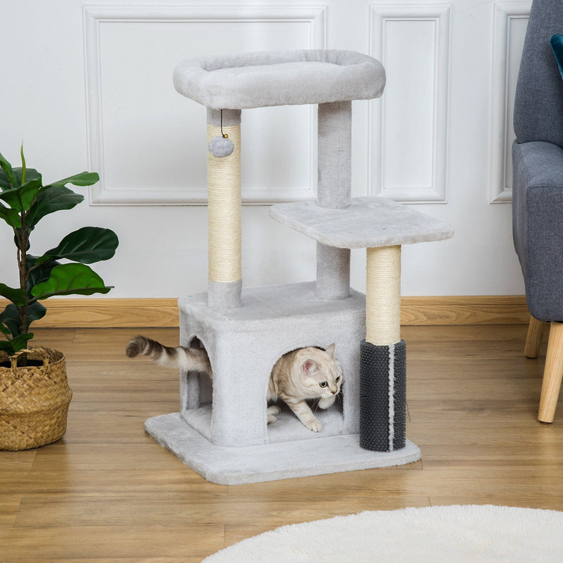 Cat Tree Tower, Sisal Post, Massage Toy, 48x48x80cm, Grey