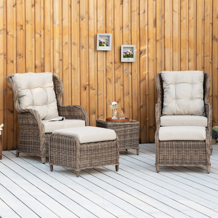 Deluxe 2 Seater Rattan Lounge Set, Brown, Fully-Assembled