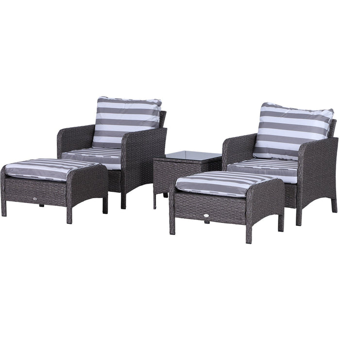 Rattan Garden Lounge Set with Glass Table & Cushions