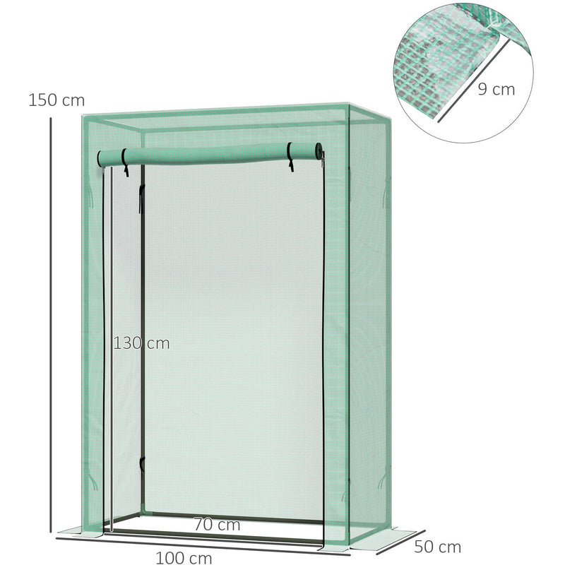 Compact Mini Greenhouse, Steel, Roll-up Door, 100x50x150cm