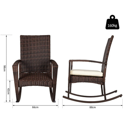 Outdoor Rocking Chair With Cushions Outsunny