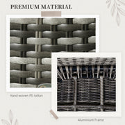 6 Seater Rattan Garden Dining Set - Grey Outsunny