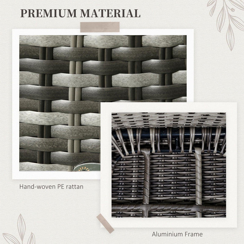 6 Seater Rattan Garden Dining Set - Grey Outsunny