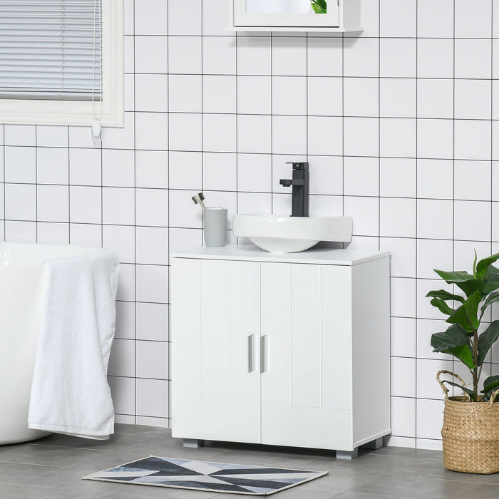 Modern White Pedestal Under Sink Cabinet, 60H x 60W x 30Dcm