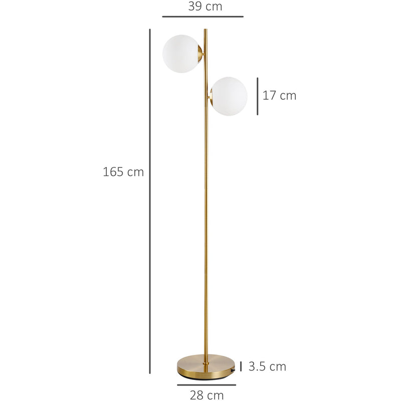Gold 2-Shade Floor Lamp with Floor Switch