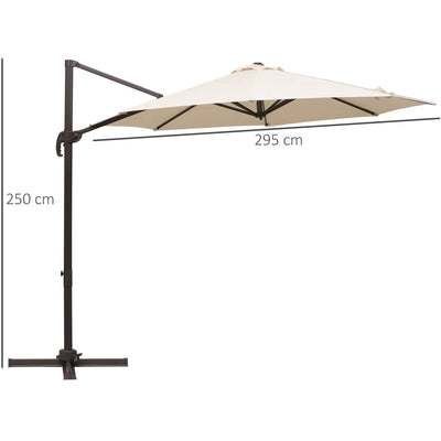 Roma 3m Cantilever Parasol with 360° Rotation Outsunny