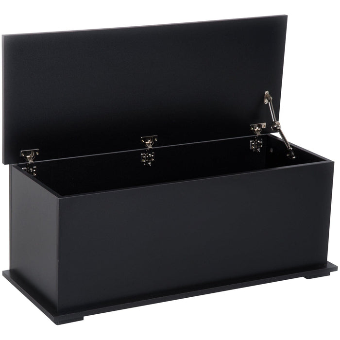 Black Wooden Storage Box Ottoman With Lid