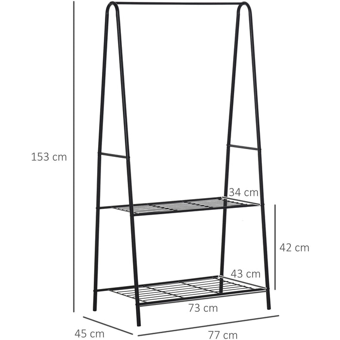 Black Metal Clothes Rack with Shelving