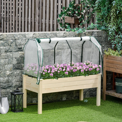 Raised Wooden Garden Box With Cover Outsunny