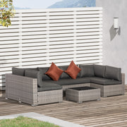 6 Seater Rattan Garden Furniture Set with Coffee Table Outsunny