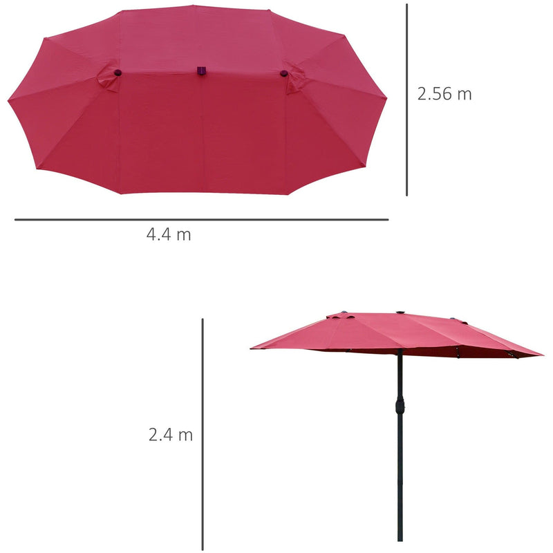 4.4m Double Sided LED Garden Parasol - Patio Sun Shade