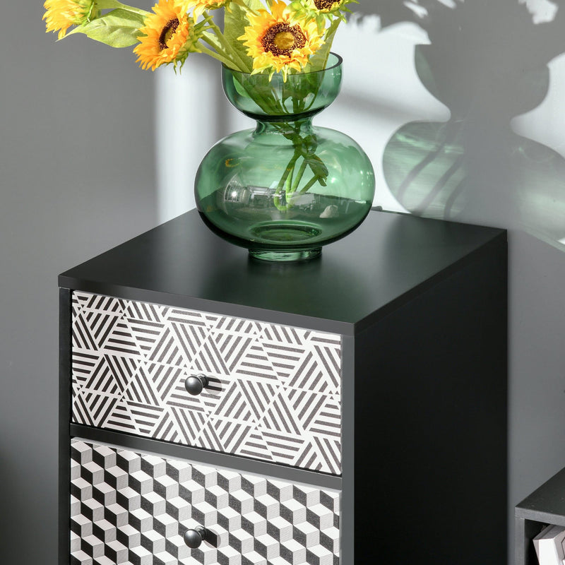 Tall 5 Drawer Dresser, Black/Multicoloured