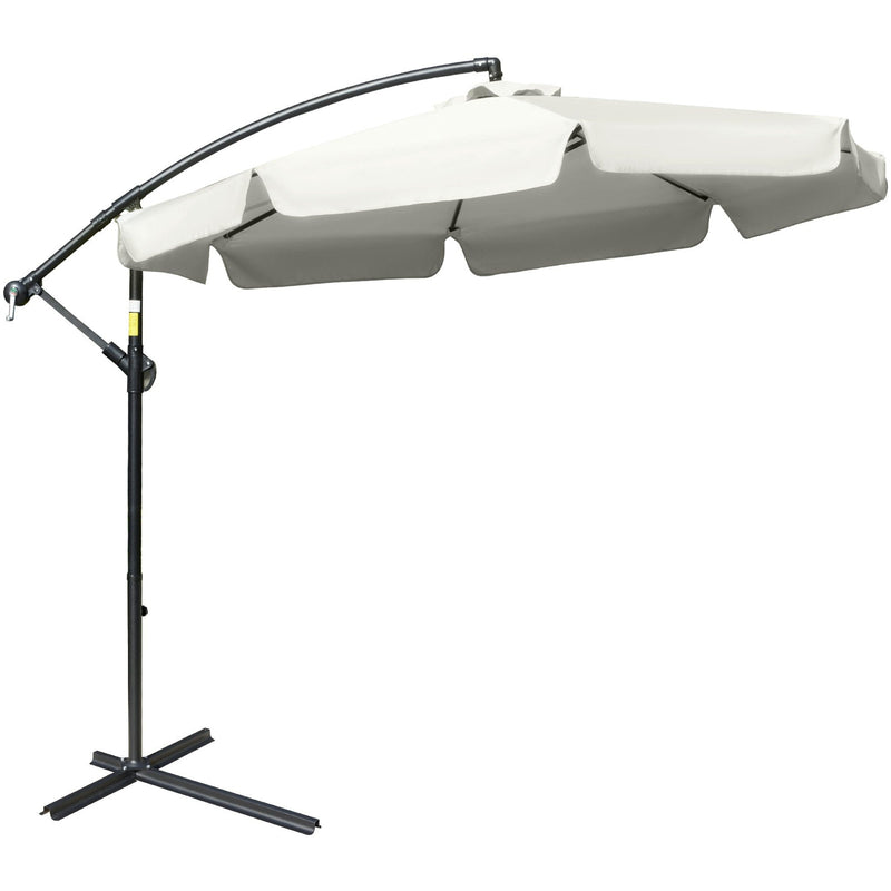 2.7m Cantilever Parasol With Cross Base - Crank Handle