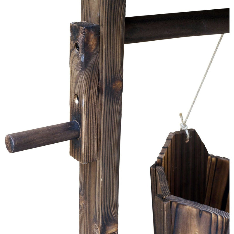 Wooden Wishing Well Planter w/ Bucket Outsunny