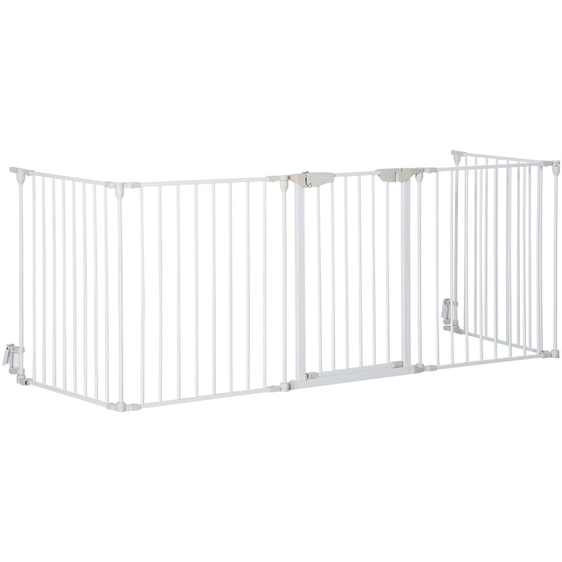 Pet Gate With Door, Pet Playpen, L300 x H74.5 cm, White