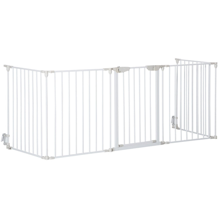 Pet Gate With Door, Pet Playpen, L300 x H74.5 cm, White