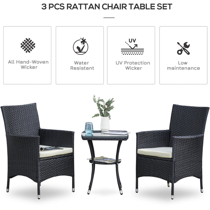 Stylish 3 Piece Rattan Bistro Set