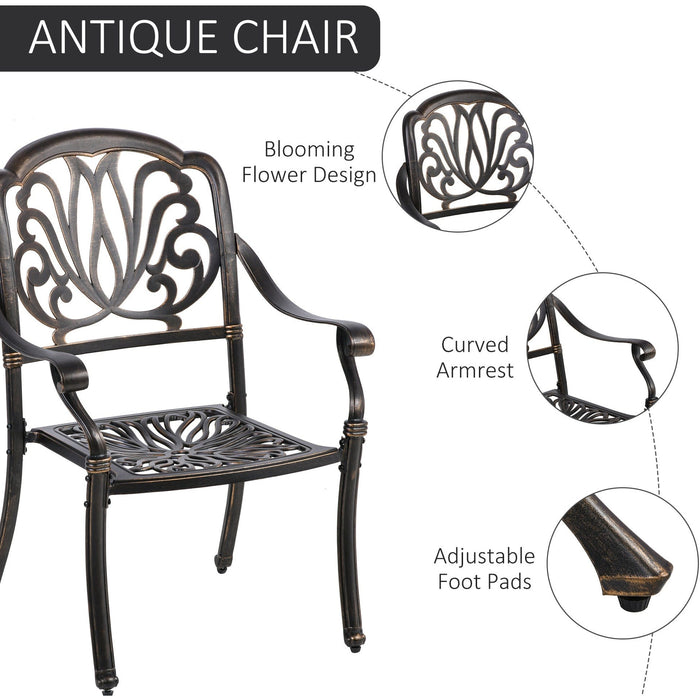 Cast Aluminium Outdoor Dining Set, 4 Chairs, Round Table