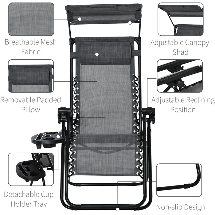 Zero Gravity Chair with Canopy - Grey